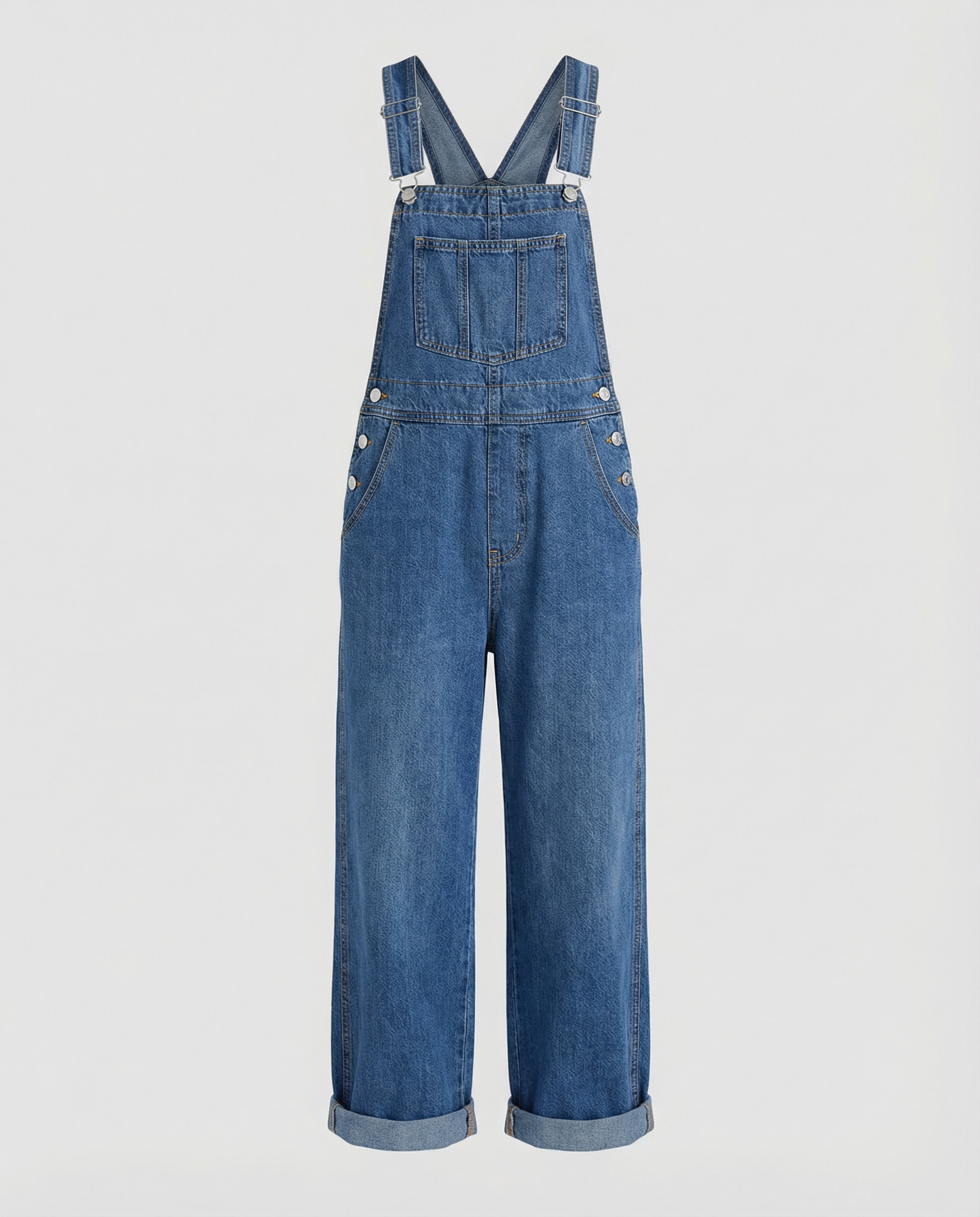 Damen Jeans Latzhose Oversized mit tiefen Taschen
