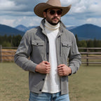 Herren lässige Strickjacke mit praktischen Brusttaschen und modernem Stehkragen R&B
