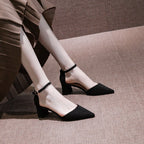 Damen edle Slingback-Pumps mit spitzem Zehenbereich und feinem Riemchen R&B