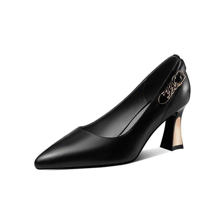 Damen elegante Pumps mit modischem Absatz und schicker Schnallenverzierung R&B