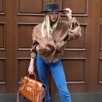 Damen Oversize Wildlederjacke mit modernem Schnitt und praktischen Taschen R&B