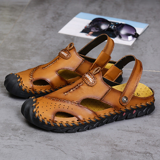 Damen Sportliche Ledersandalen mit elastischem Riemen und stoßdämpfender Sohle R&B