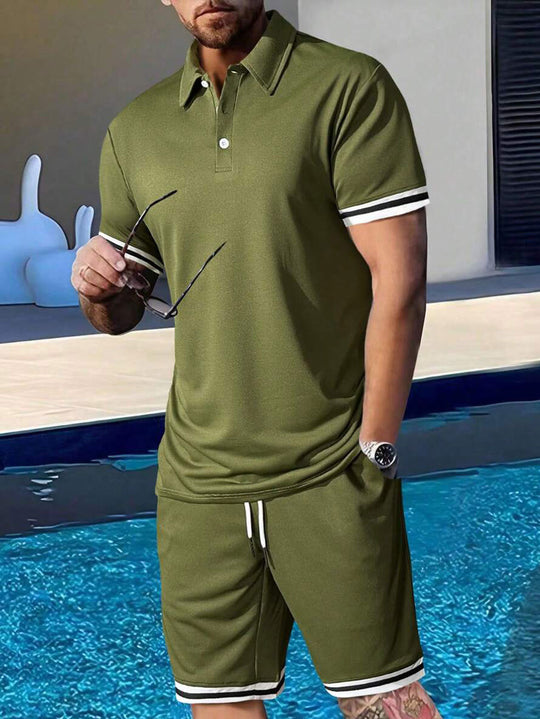 Herren sportliches Polo-Shirt und Shorts Set mit modernem Schnitt R&B