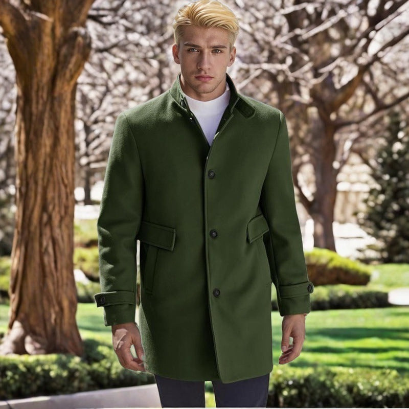 Herren eleganter, taillierter Wollmantel R&B
