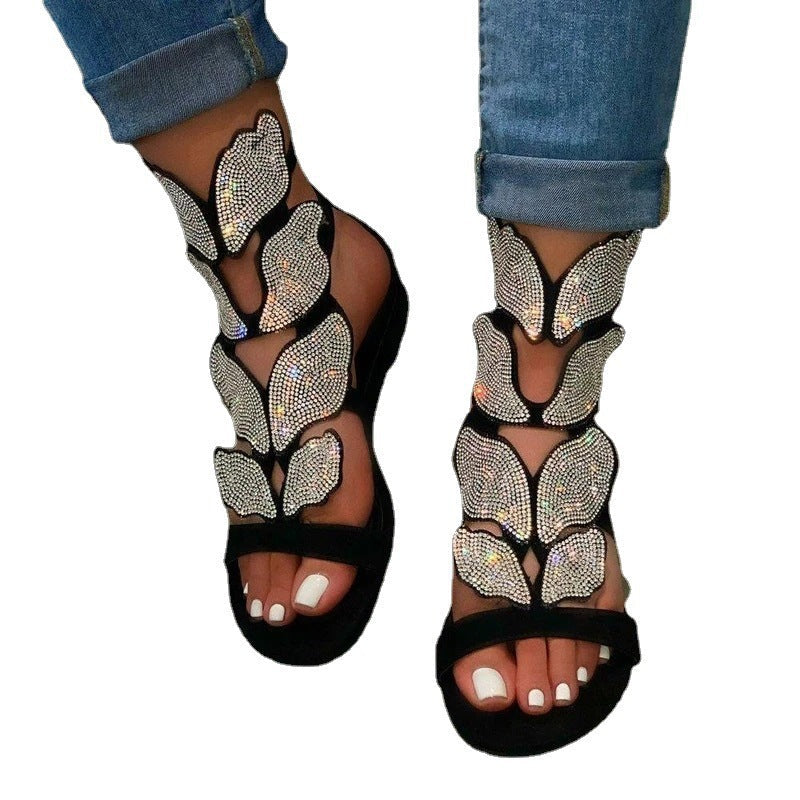 Damen Sandalen mit funkelnden Strass-Applikationen R&B