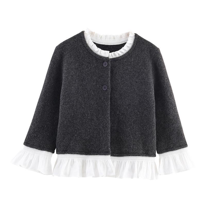 Damen Kurzjacke mit Rüschen und Knopfdetails R&B