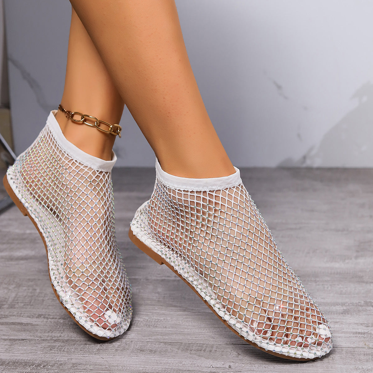 Damen Mesh-Sneaker mit glitzernden Perlenakzenten und flexibler Sohle R&B