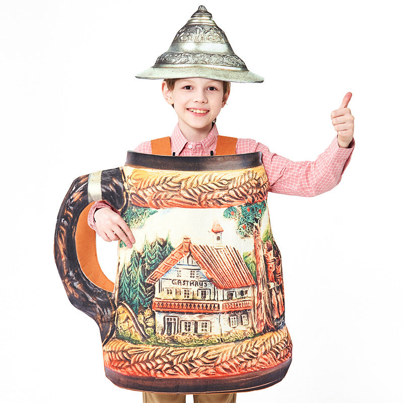 Unisex nan traditioneller keramischer Bierkrug mit Zinndeckel und handbemaltem Reliefmotiv R&B