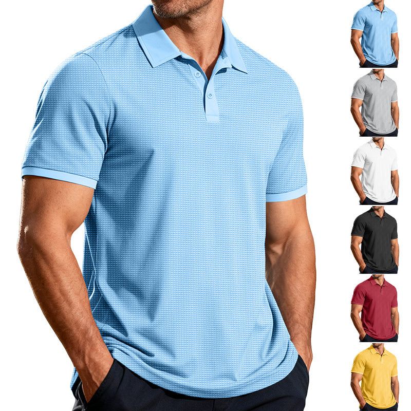 Herren nan strukturiertes Piqué-Kurzarm-Poloshirt mit Hemdkragen R&B