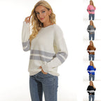 Damen lässiger Pullover mit modischem Streifenmuster R&B