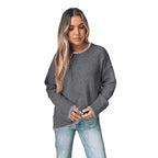 Damen Strickpullover mit dekorativem Saum und weiten Ärmeln R&B