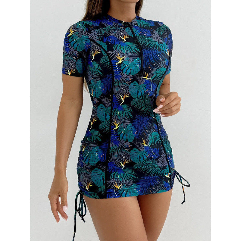 Damen Surfanzug mit stylischem Blumenmuster und kurzem Arm R&B