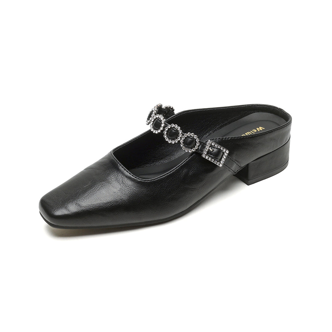 Damen elegante Slingback-Mules mit modischem Riemen und luxuriöser Schnallenakzent R&B