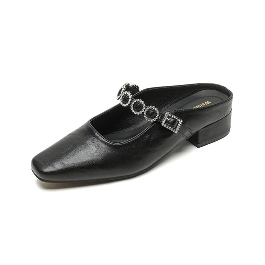 Damen elegante Slingback-Mules mit modischem Riemen und luxuriöser Schnallenakzent R&B