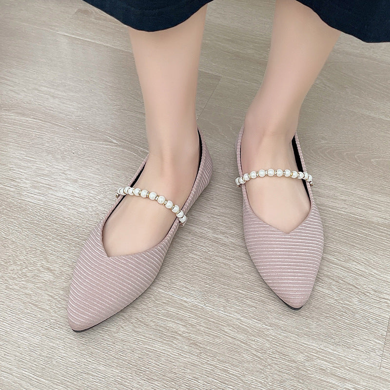 Damen Ballerinas mit dekorativer Perlen-Halterung R&B