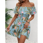 Damen Off-Shoulder Sommerkleid mit floralem Muster R&B
