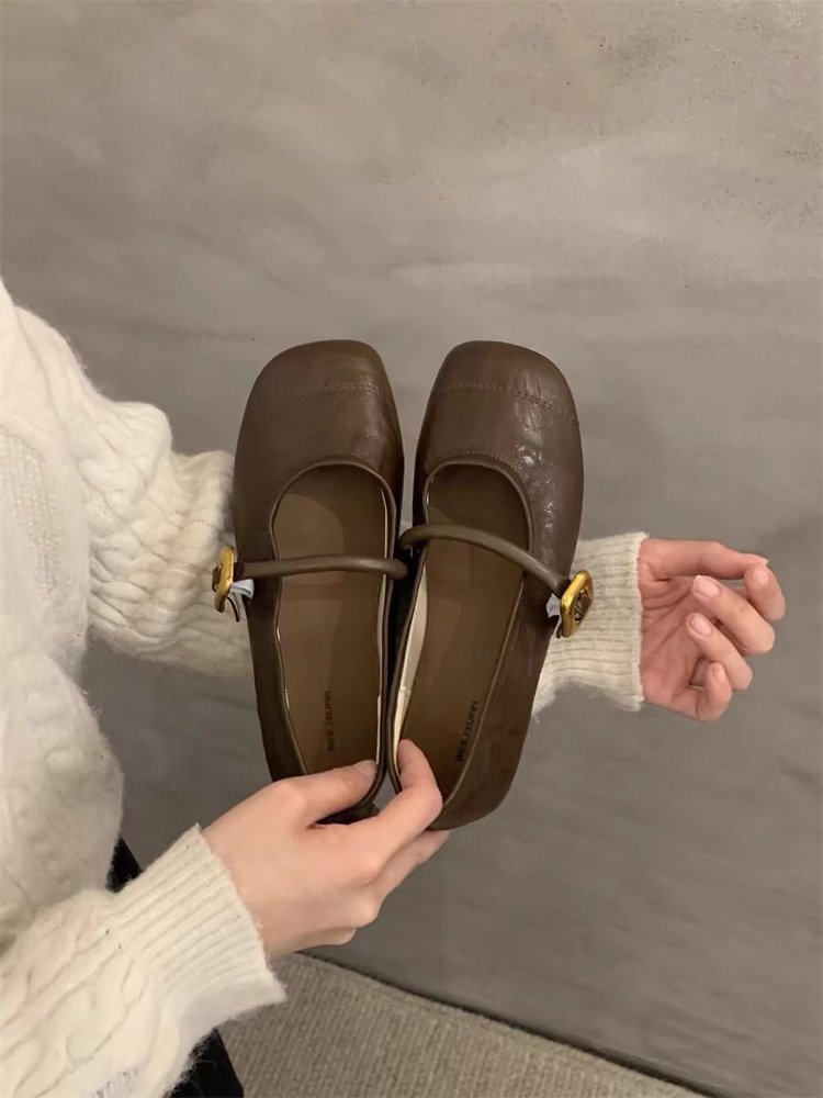 Damen elegante Ballerinas mit modischem Riemen und komfortabler Sohle R&B