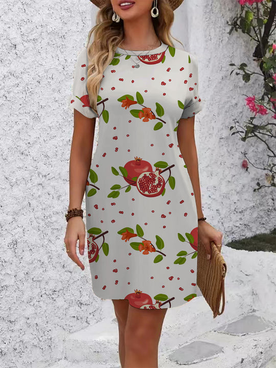 Damen lässiges Kurzarmkleid mit modernem Hahnentrittmuster und bequemer Passform R&B