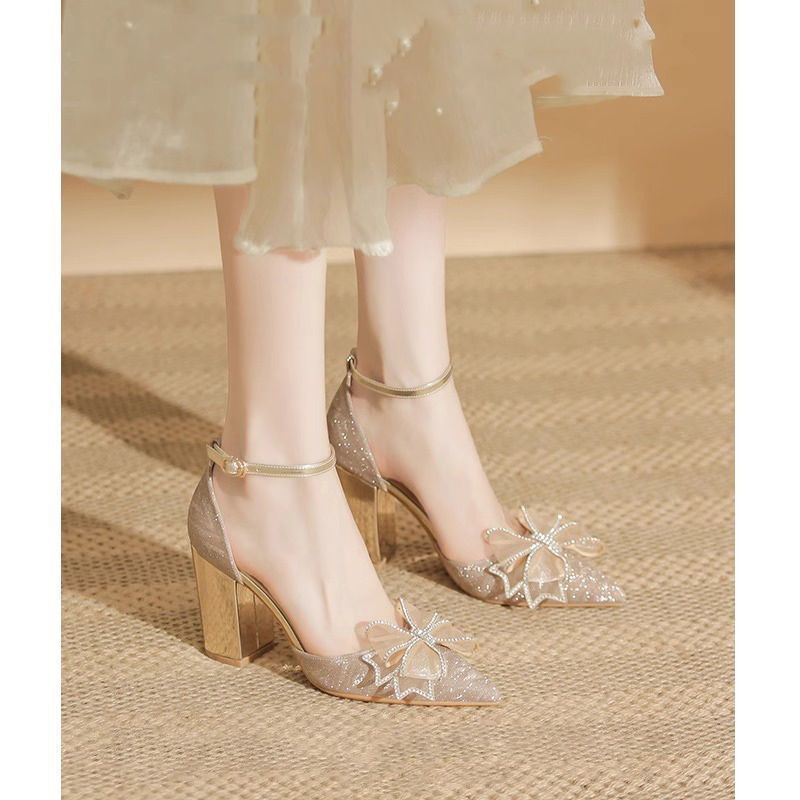 Damen elegante High Heels mit funkelndem Schleifendesign R&B