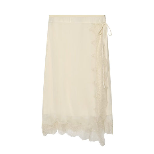 Damen Midi-Rock mit zarter Spitze und asymmetrischem Saum R&B