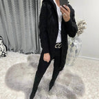 Damen Grobstrick-Cardigan mit Kapuze und Zopfmuster R&B