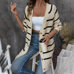Damen Offene Strickjacke mit Streifenmuster R&B