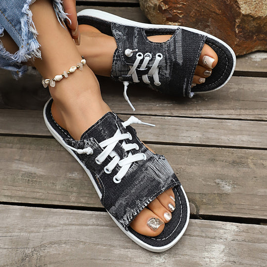 Damen Freizeitsandalen mit offenem Zehenbereich und lässigem Schnürdesign R&B