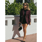 Damen elegante Blazerjacke mit doppelter Knopfverschluss und tailliertem Schnitt R&B