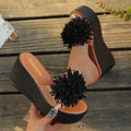Damen Plateau-Sandalen mit floralem Applikationsdesign