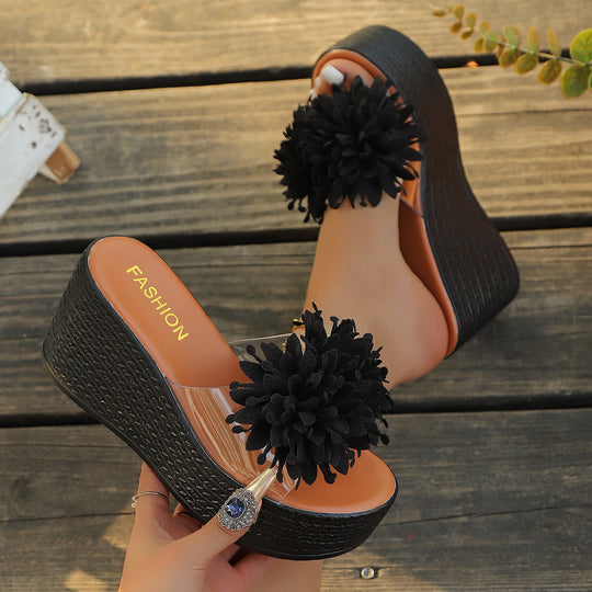Damen Plateau-Sandalen mit floralem Applikationsdesign R&B