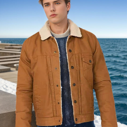 Herren kuschelige und stylische Fleecejacke mit Druckknöpfen R&B