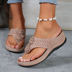 Damen Zehentrenner-Sandalen mit floralem Design und anatomischem Fußbett R&B