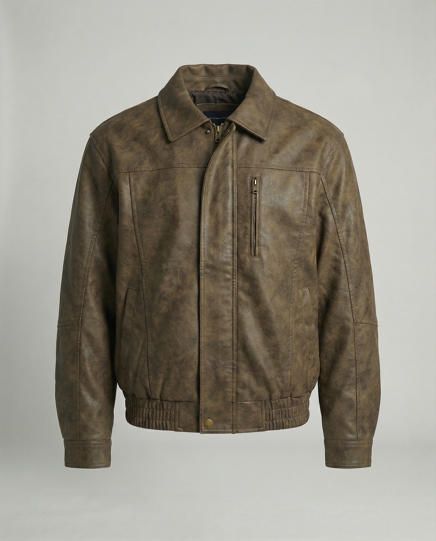 Herren vintage-inspirierter Pilotenblouson aus Lederimitat mit Ziernähten und elastischem Bund R&B