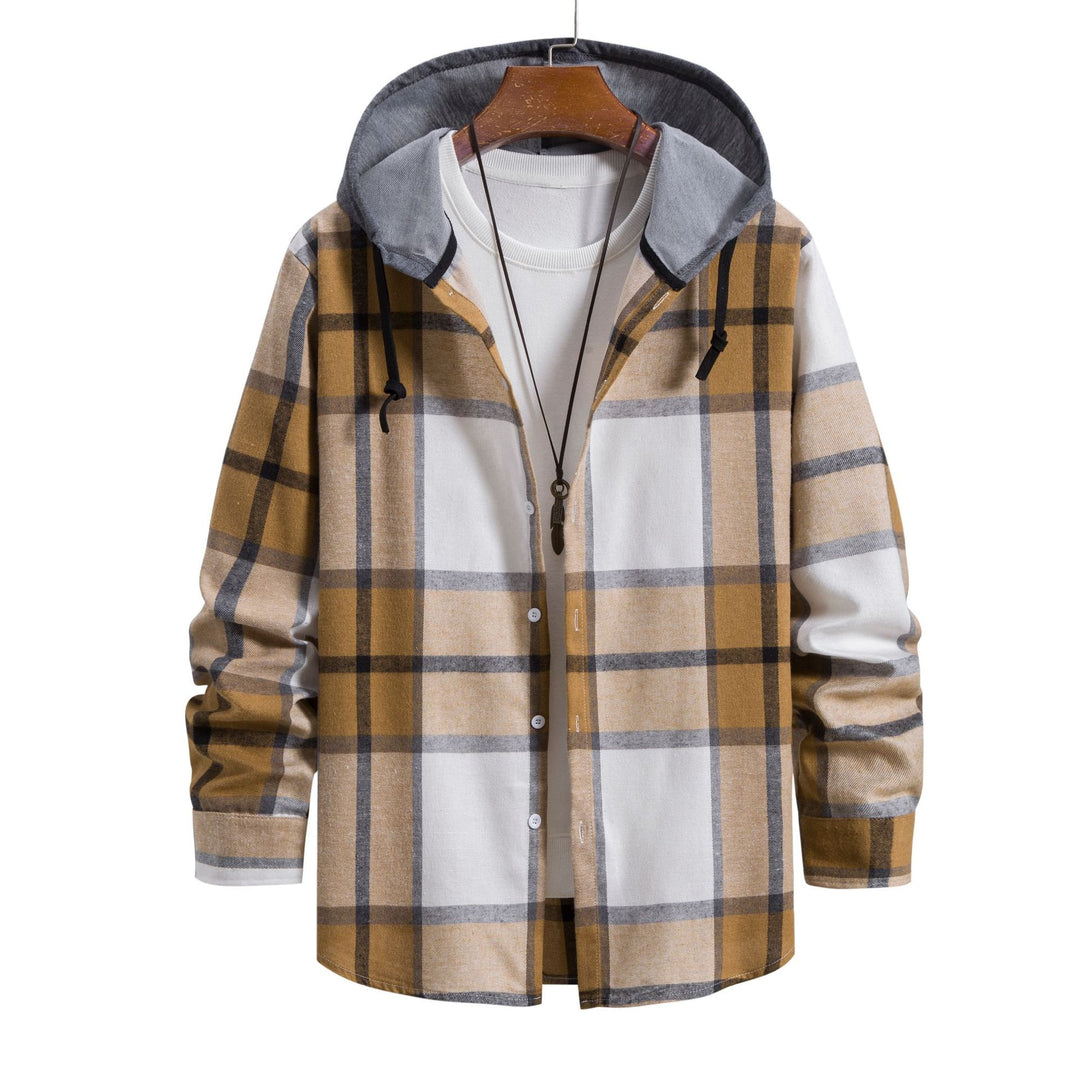 Herren Karohemdjacke mit integriertem Kapuzenpullover und bequemen Knopfdetails R&B