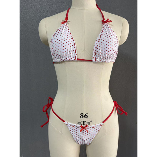 Damen Triangel-Bikini mit verspieltem Punkte-Design und verstellbaren Bindebändern R&B