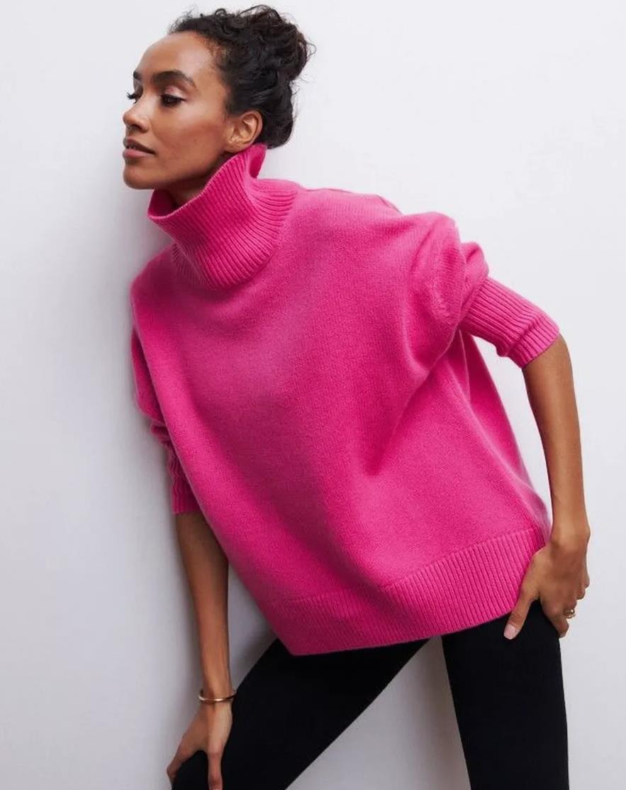 Damen Oversized Rollkragenpullover aus weichem Strick R&B