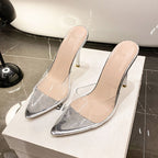 Damen transparente Slingback High Heel Sandalen R&B