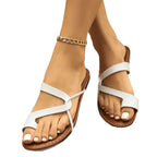 Damen lässige Zehentrenner-Sandalen mit gekreuzten Riemen und komfortablem Fußbett R&B