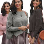Damen Strickpullover mit strukturierter Wabenoptik und lässigem Schnitt