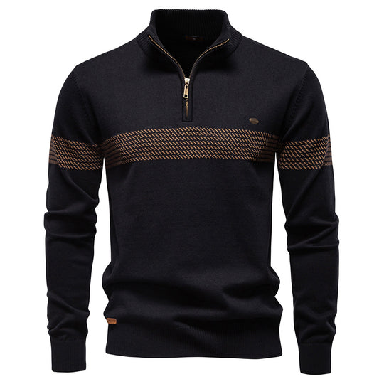Herren Pullover mit Stehkragen und Reißverschluss R&B