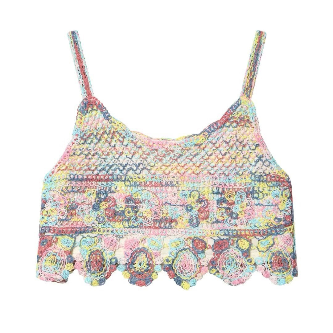 Damen gehäkeltes Oberteil im farbenfrohen Design R&B
