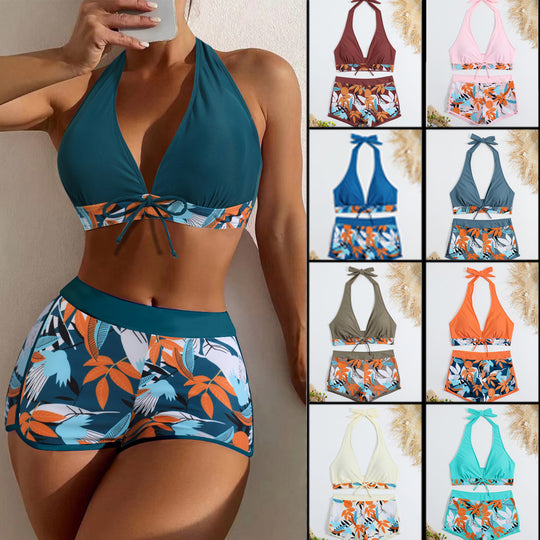 Damen Sportliches Bikini-Set mit verstellbarem Haltertop und Shorts R&B