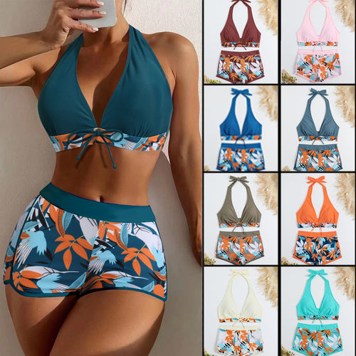 Damen Sportliches Bikini-Set mit verstellbarem Haltertop und Shorts R&B