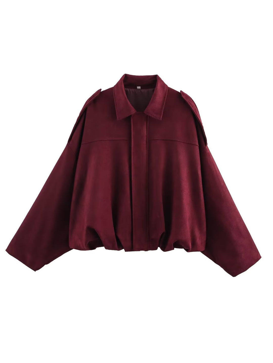 Damen nan weite Kurzjacke mit Ballonbund, verdecktem Verschluss und Schulterklappen R&B