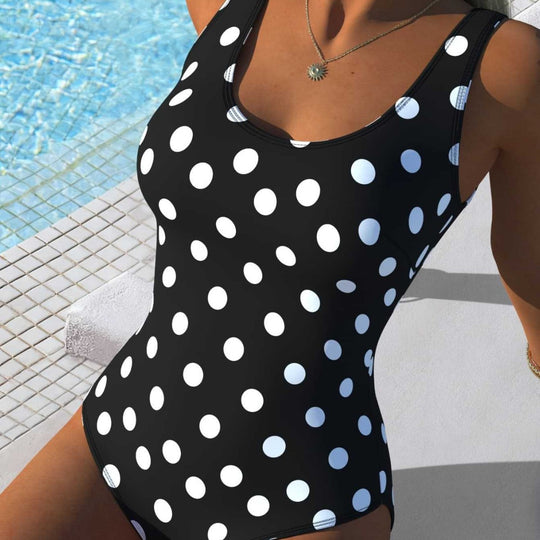 Damen einteiliger Badeanzug mit modischem Punktdesign und komfortablem Schnitt R&B