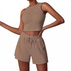 Damen stylisches Athletic-Set mit trendigem Rippenmuster R&B