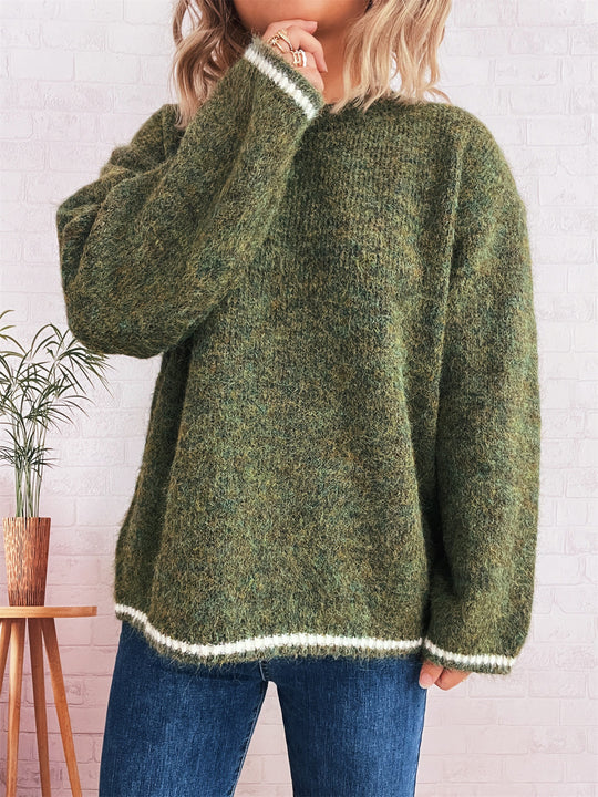 Damen lässiger Wohlfühlpullover mit blockfarbenem Design R&B
