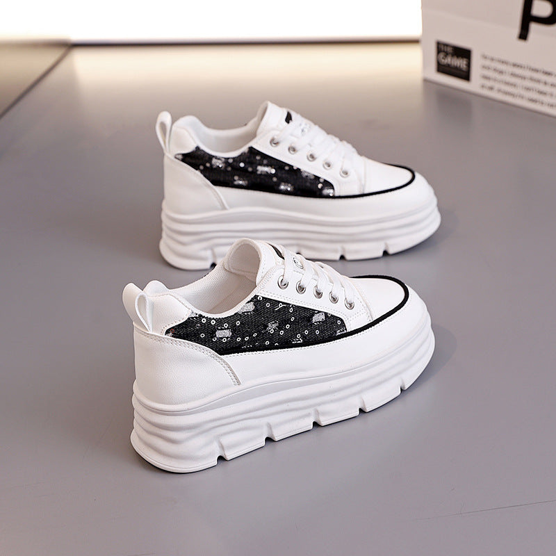 Damen Plattform Sneaker mit modischem Denim-Akzent und rutschfester Sohle R&B