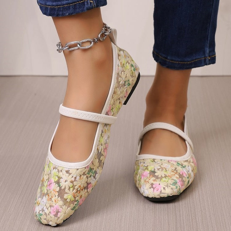 Damen Ballerinas mit zartem Blumenmuster und flexiblem Fußbett R&B