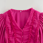 Damen verspieltes Minikleid mit Rüschendetails und Taillengürtel R&B
